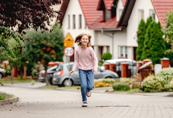 Preteen girl running