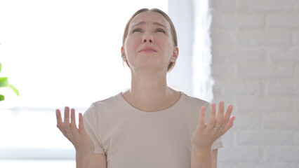 Disappointed Woman Reacting to Loss, Financial Failure