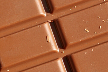 A bar of chocolate photographed at high magnification