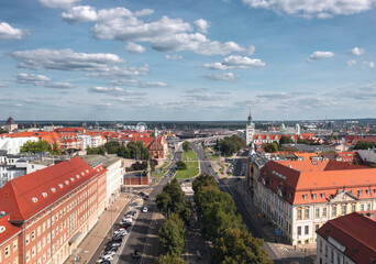 Aerial cityscape of Szczecin, Poland