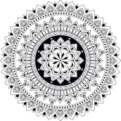 Hand drawn circular mandala isolated on a white background. Coloring book page. Vector pattern for design. 
