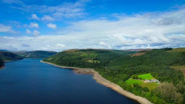 Lake Vyrnwy in Wales, UK - aerial view 1