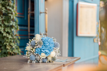 bouquet of flowers in blue
