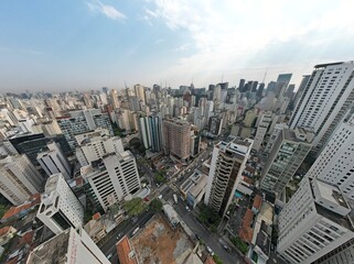 Obraz premium Aerial view of São Paulo, in the neighborhood of Jardins. Many residential buildings and a building under construction