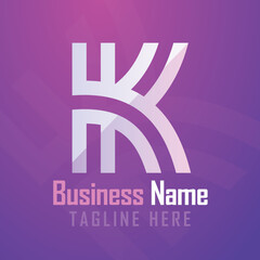 Minimalist Premium modern brand monogram Initial letter K, Logo design template for your business gradient vibrant colorful glossy colors background