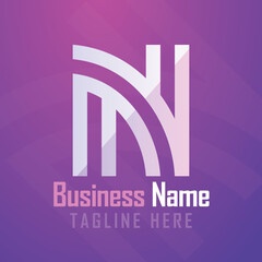 Minimalist Premium modern brand monogram Initial letter N, Logo design template for your business gradient vibrant colorful glossy colors background