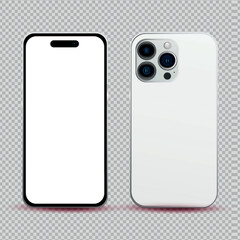 Fototapeta na wymiar Realistic mockup without background white mobile phone - Vector