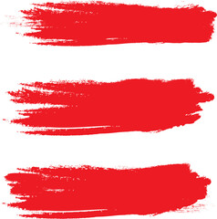 Red brush stroke set isolated on background. Collection of trendy brush stroke vector for red ink paint, grunge backdrop, dirt banner, watercolor design and dirty texture. Brush stroke vector