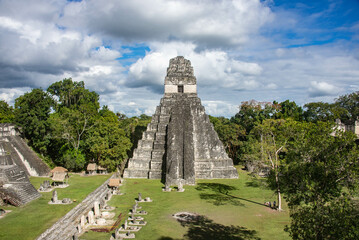 Temple I rises above the Great Plaza at Tikal National Park, Petén, Guatemala