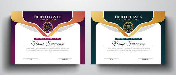 Modern and creative luxury certificate design with best award badge