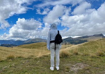 person in the mountains, mountains range, Italy 