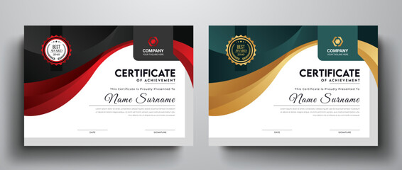 Modern and creative certificate template for multipurpose I Golden red color variation elegant certificate design	