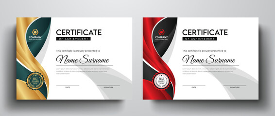 Creative professional certificate template with golden blue or red black color variation