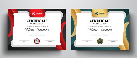 Golden green or red black color variation certificate template