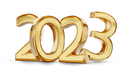 2023 Year number in gold with slight shadowing 3d-illustration