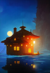 Obraz premium fantasy house island