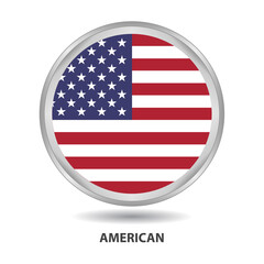 American round flag design is used as badge, button, icon, wall painting