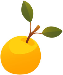 Yellow cartoon apple isolated on white background. Fresh nature appetizing product, raw sweet fruit. Juice fruit nutrition diet icon. Dietary fiber and vitamins and mineral source. Vegetarian product