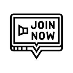 join now registration line icon vector. join now registration sign. isolated contour symbol black illustration