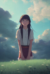 girl looking up the sky