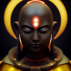 alien cyborg alien monk