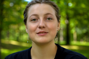 young woman portrait teenager girl happy student close-up 