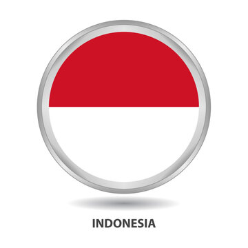 Indonesia round flag design is used as badge, button, icon, wall painting