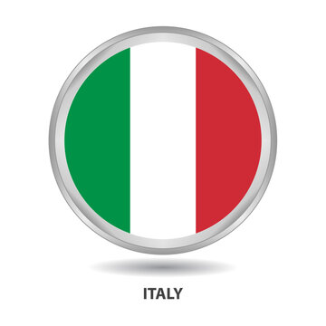 Italy round flag design is used as badge, button, icon, wall painting