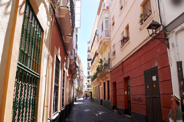 Old street of Cadiz, south of Spain