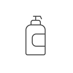 Shampoo bottle outline icon. linear style sign for mobile concept and web design. Hair conditioner simple line vector icon. Shower Gel, Liquid Soap, Lotion, Cream, Shampoo, Bath Foam. Vector icon.