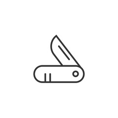 Swiss knife icon line symbol. Premium quality isolated penknife element in trendy style. Multi knife line icon concept. Multi knife flat vector symbol, sign, outline illustration.
