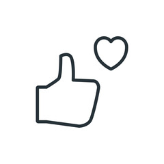 Hand Thumb Up icon flat. Illustration isolated on white background. Like confirm and thumb up outline icon