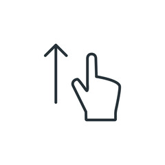 Vector touch screen gestures Icons. Thin line Icons. Slide up arrow sign. Swipe action. Vector on isolated transparent background. EPS 10.