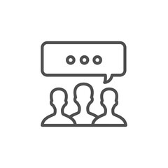 Three Speaking People with Chat Bubbles under Head Icon. Vector