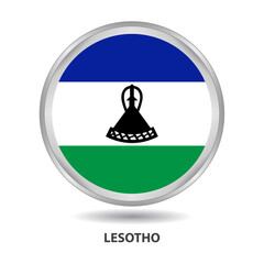Lesotho round flag design is used as badge, button, icon, wall painting