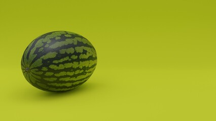 3d illustration, image of a melon, yellow background, copy space, 3d rendering.