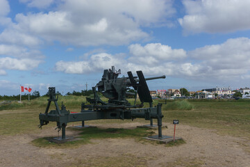 World war 2 gun at the Juno Beach Centre in Courseulles-sur-Mer, Normandy, France