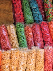 colorful mexican traditional snacks in a market