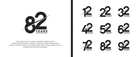 set of anniversary logotype black color on white background for celebration moment