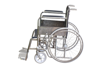 Old wheelchair isolated on transparent background - PNG format.
