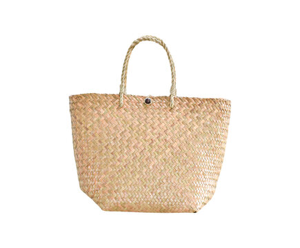 straw bag isolated on transparent background - PNG format.