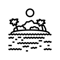 tropical island summer line icon vector. tropical island summer sign. isolated contour symbol black illustration
