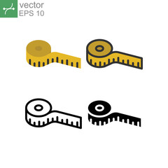 Measuring tape line for length centimeter or meter measure can be used for creative template, logo, craft, website and apps. isometric slim icon. Vector illustration. Design on white background. EPS10