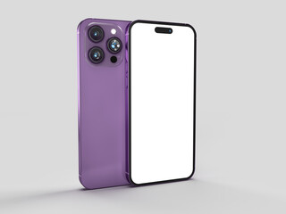 Realistic smartphone mockup. Device UI/UX mockup for presentation template. . Cellphone frame with blank display on  isolated. 3d render illustration