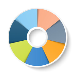 Basic circle infographic with 7 steps, process or options.
