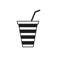 icon with striped cup with straw. Packaging for paper design. Vector illustration. stock image. 