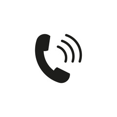 black handset icon. Communication, internet concept. Speaker icon. Call symbol. Vector illustration. stock image. 