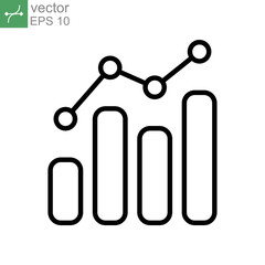 Obraz na płótnie Canvas Analytic icon line. Combo Bar chart static analyzing. Profit financial graph in progress monitoring. Data statistic infographic. Vector illustration. Design on white background. EPS10