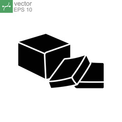 Butter icon solid symbol. Creamy Margarine Pack Bar and slices element in trendy style. Three slice of buttermilk in different shape. Vector Illustration. Design on white background. EPS10