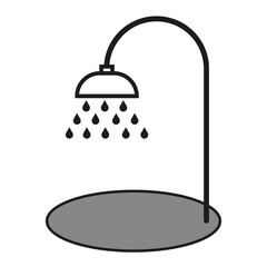Black shower icon. Clean water. Vector illustration. Stock image. 